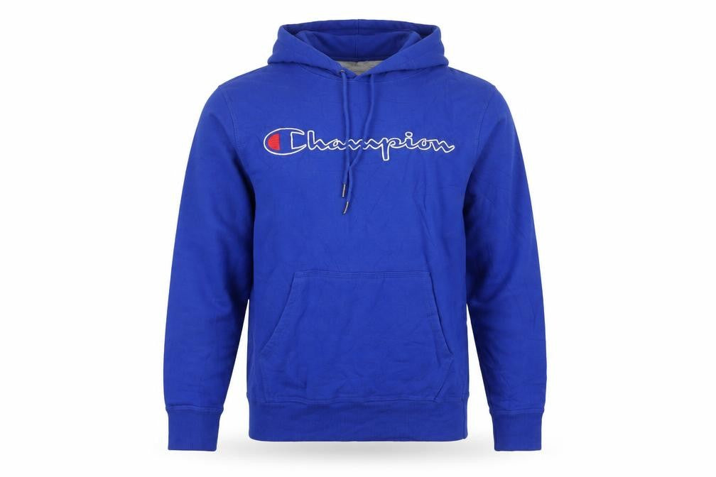 Champion Men's Blue Pullover Hoodie Small Embroidered Logo Fleece