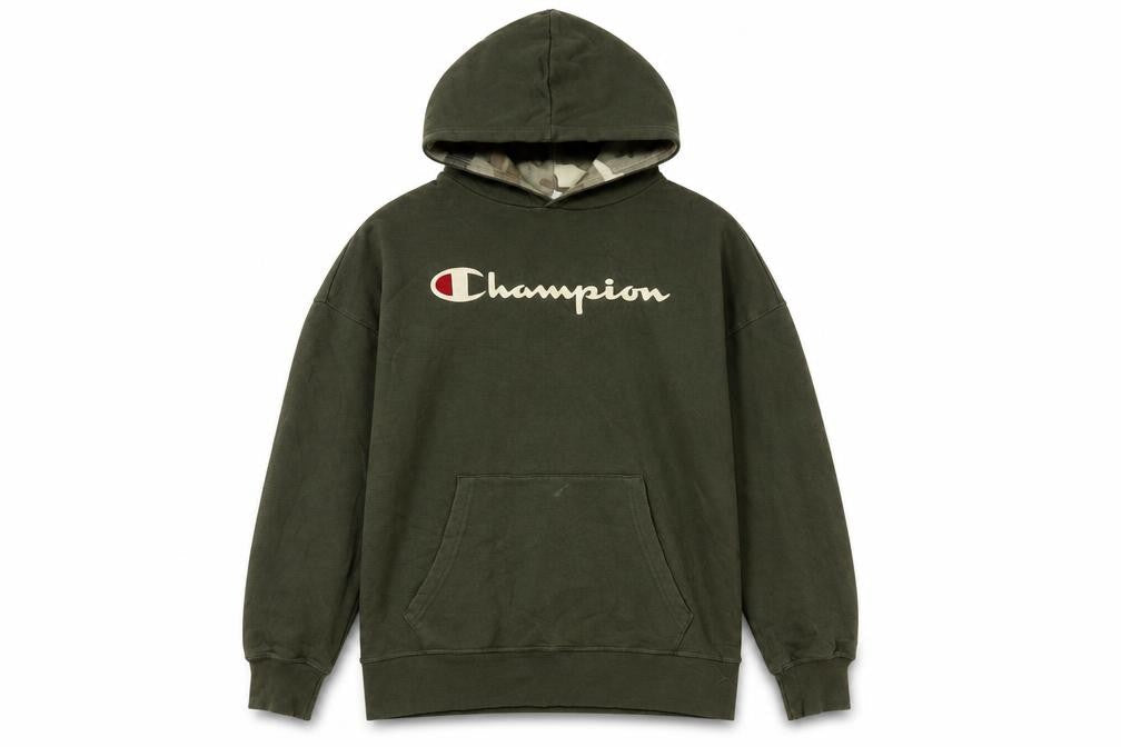Champion Boys Green Pullover Hoodie XL 13-14 Years Cotton Blend Logo