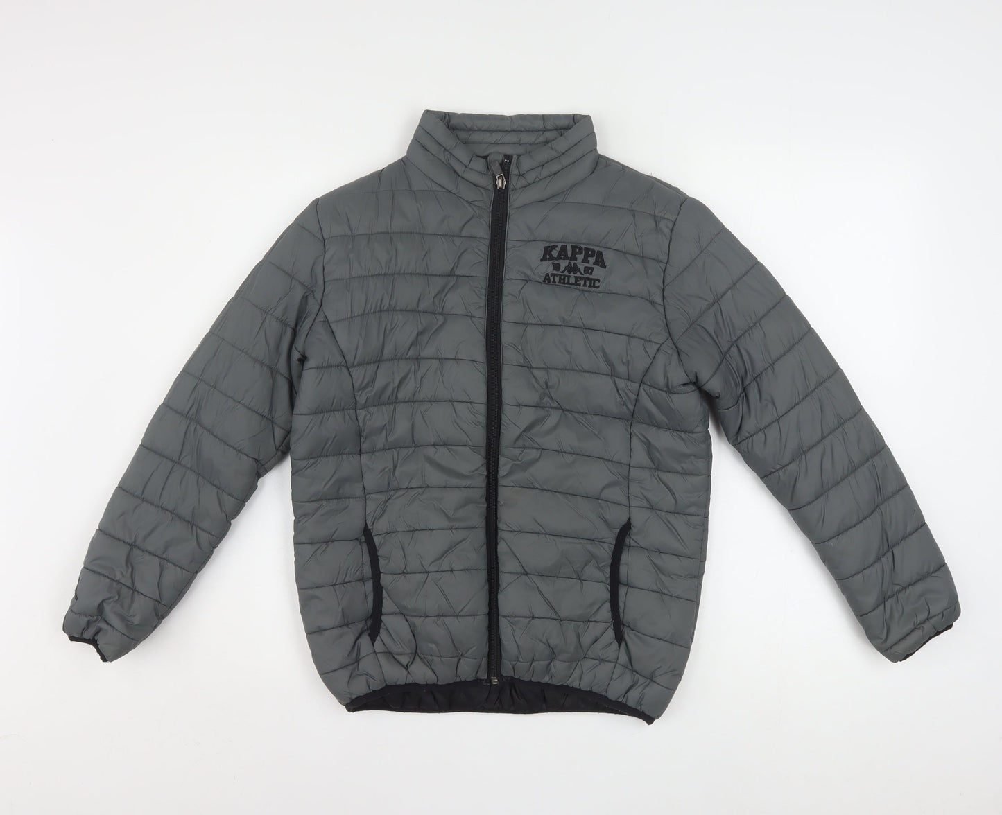 Kappa Boys Grey 12 Years Puffer Jacket Winter Quilted Zip Up Coat