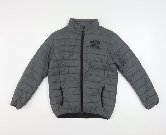 Kappa Boys Grey 12 Years Puffer Jacket Winter Quilted Zip Up Coat
