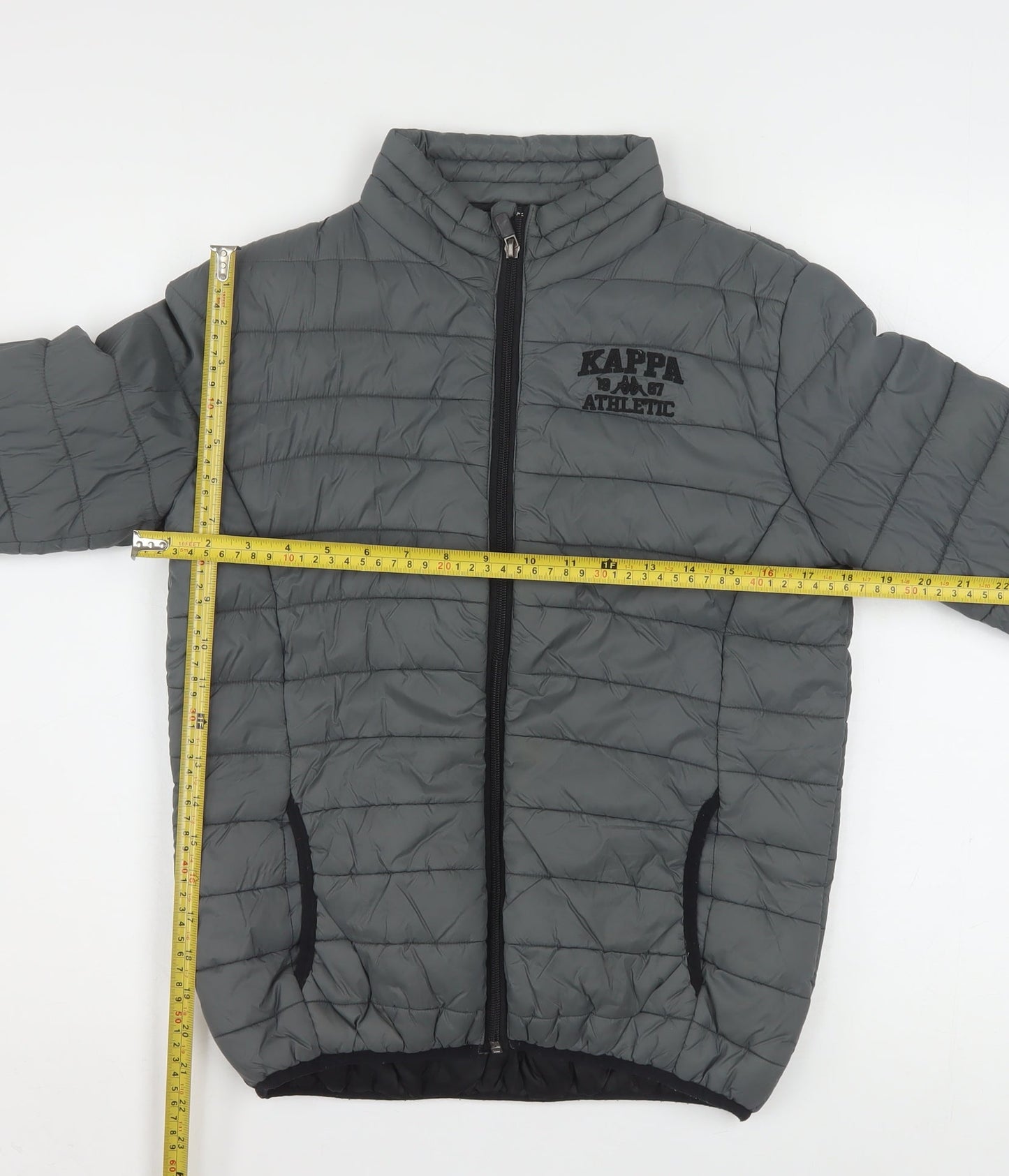 Kappa Boys Grey 12 Years Puffer Jacket Winter Quilted Zip Up Coat
