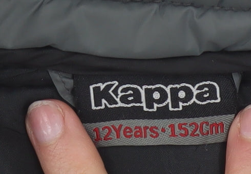 Kappa Boys Grey 12 Years Puffer Jacket Winter Quilted Zip Up Coat