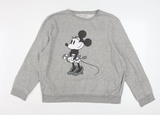 Disney Women Grey Minnie Mouse Pullover Sweatshirt L