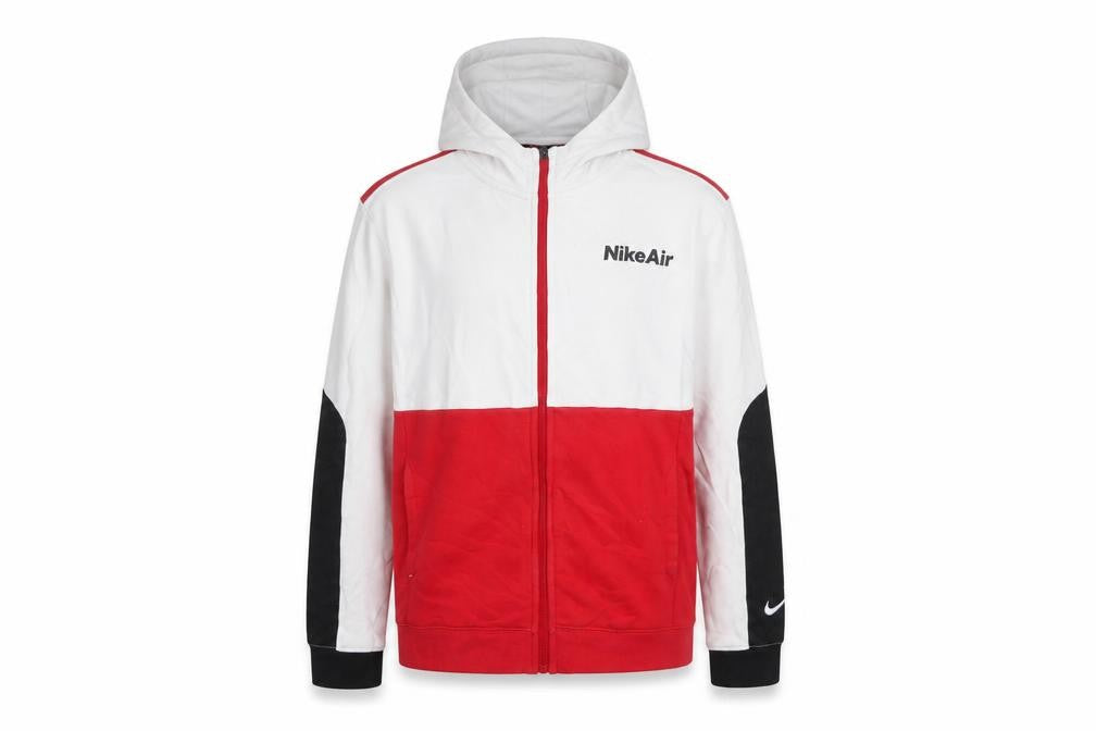 Front view of Nike boys’ red white black full zip hoodie xl (158-170cm) cotton blend