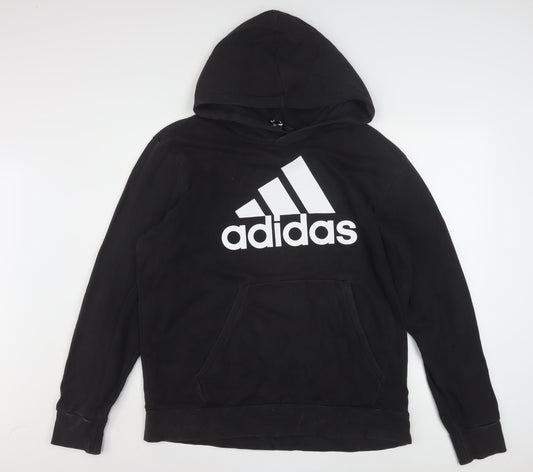 adidas Men's Black Pullover Hoodie L Sports Fleece Sweatshirt
