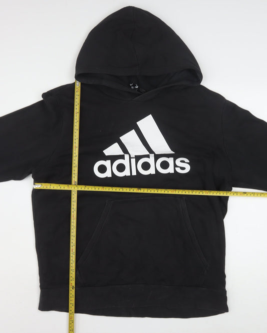 adidas Men's Black Pullover Hoodie L Sports Fleece Sweatshirt