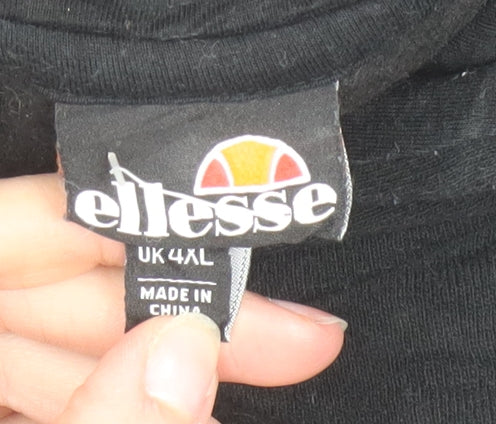 Ellesse Men’s Black Pullover Hoodie 4XL Logo Fleece Sweatshirt