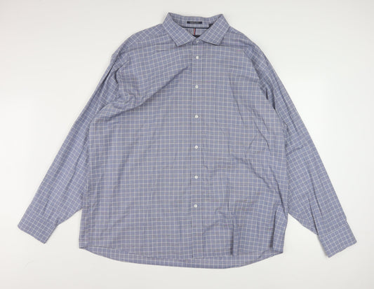 Tommy Hilfiger Men’s Blue Check 2XL Regular Fit Long Sleeve Cotton Shirt