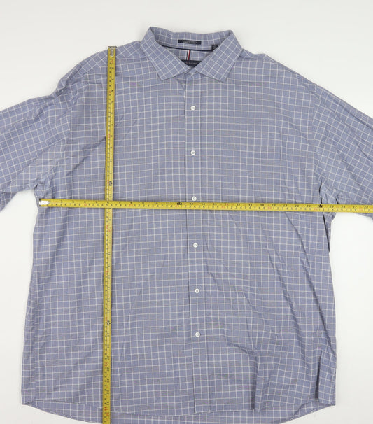 Tommy Hilfiger Men’s Blue Check 2XL Regular Fit Long Sleeve Cotton Shirt