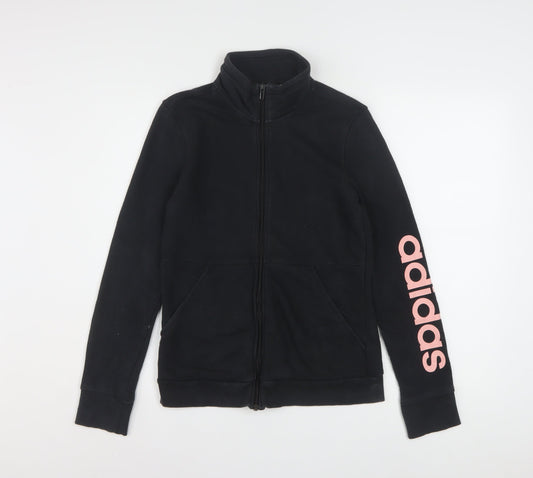 Adidas Womens Black Full Zip Sweatshirt Size S Cotton Blend