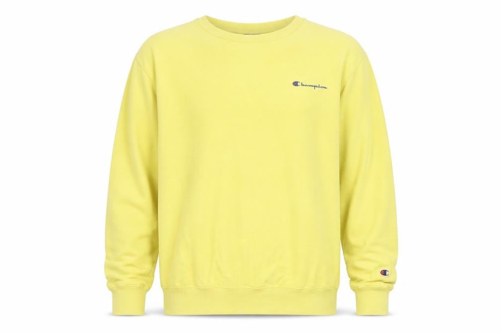Champion Men’s Yellow Crew Neck Cotton Sweatshirt Size S