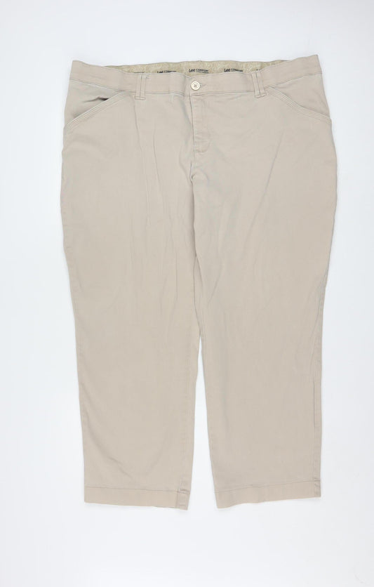 Lee Comfort Beige Cotton Blend Chino Trousers 24W Mens Classic Fit