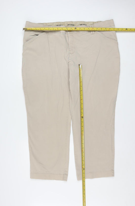 Lee Comfort Beige Cotton Blend Chino Trousers 24W Mens Classic Fit
