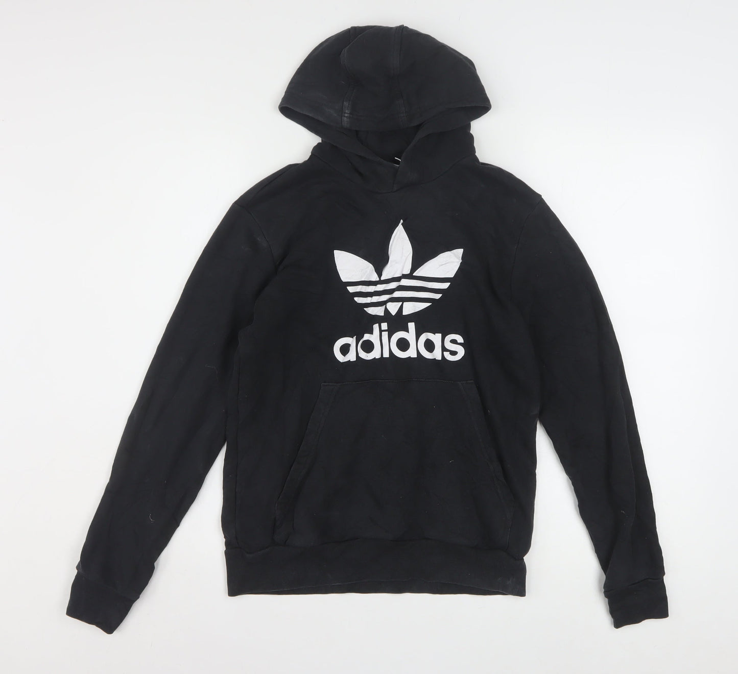 adidas Boys Black Pullover Hoodie 13-14 Years Logo Fleece Sweatshirt