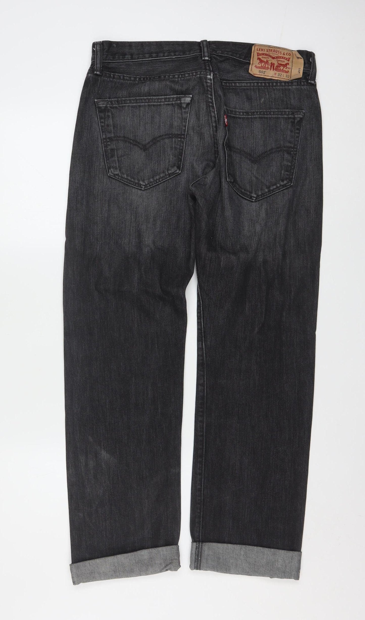 Levi's 501 Men's Black Straight Leg Denim Jeans 32W 32L Regular Fit