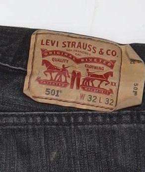 Levi's 501 Men's Black Straight Leg Denim Jeans 32W 32L Regular Fit