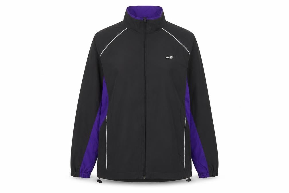 Avia Women's Black Purple XL Windbreaker Jacket Lightweight Zip Sports