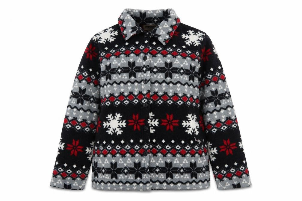 Sag Harbor Women’s Multicoloured Fleece Jacket M Winter Fair Isle Pattern