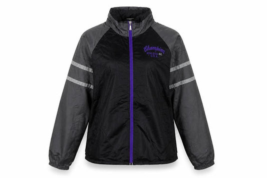 Champion Women's Black M Windbreaker Jacket Lightweight Reflective Zip