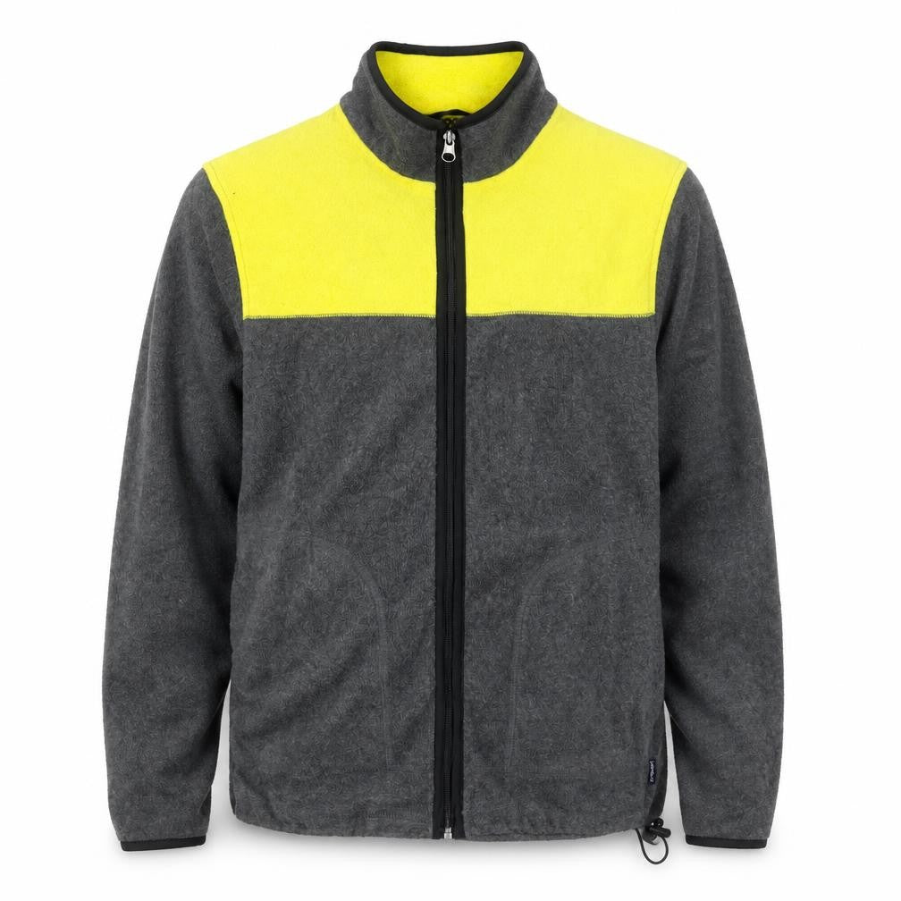 Chaps Men’s Grey Yellow Full Zip Polar Fleece Sweatshirt Size S