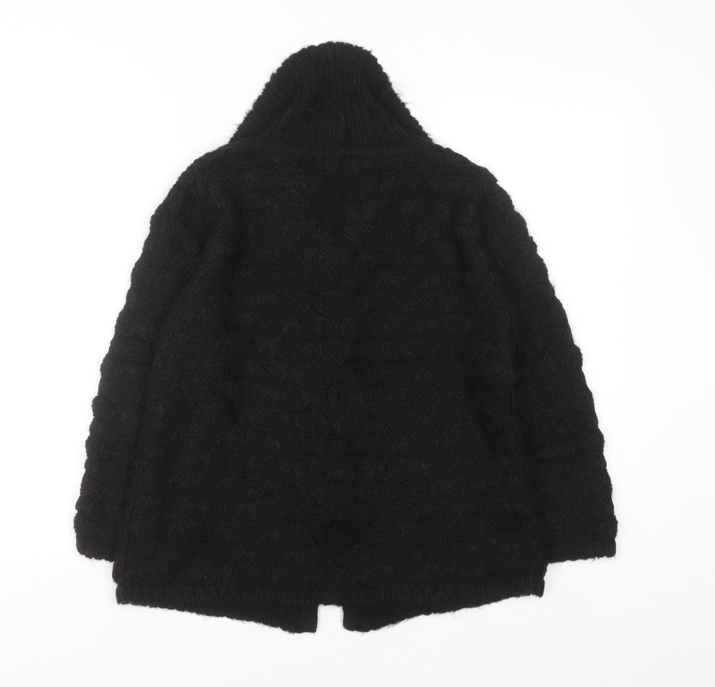 Marks and Spencer Women Black Chunky Knit Collared Cardigan S