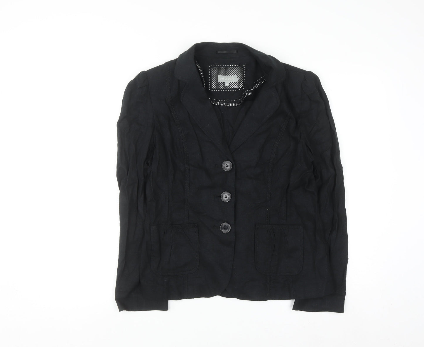 Marks and Spencer Per Una Womens Black Linen Blazer Size 12