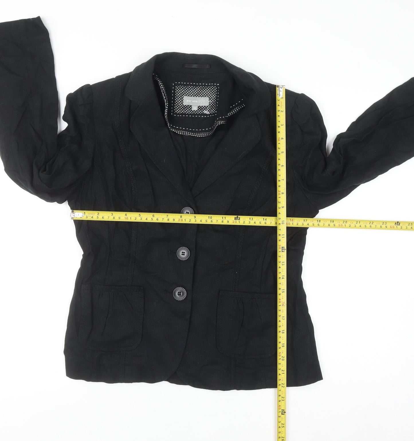Marks and Spencer Per Una Womens Black Linen Blazer Size 12
