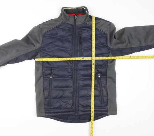 Indigo Men's Blue Puffer Softshell Jacket Medium Zip Pockets