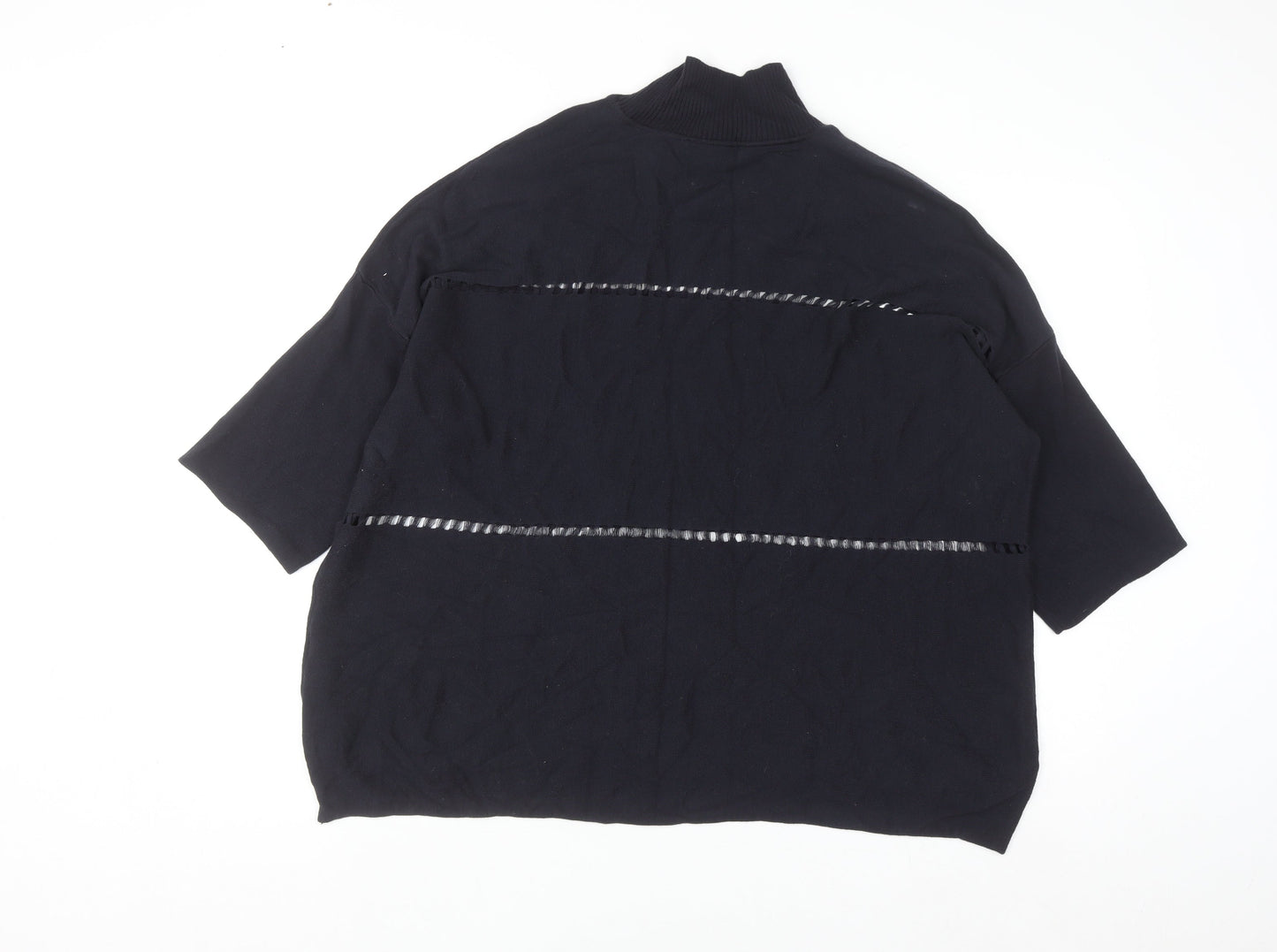 French Connection Women's Black XL Mock Neck Cotton Jumper