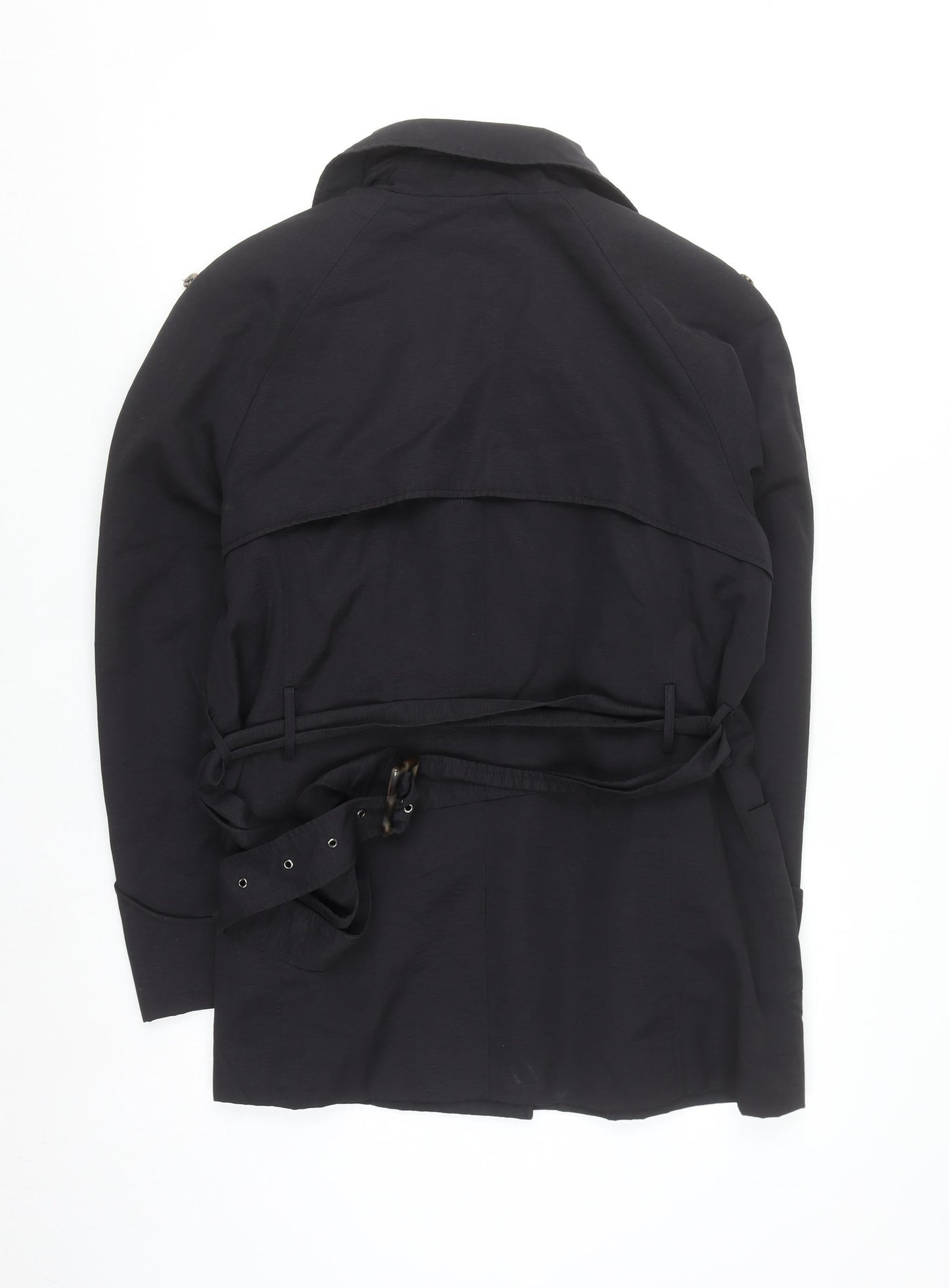Paul Costelloe Men's Black Trench Coat L Belted Classic Style