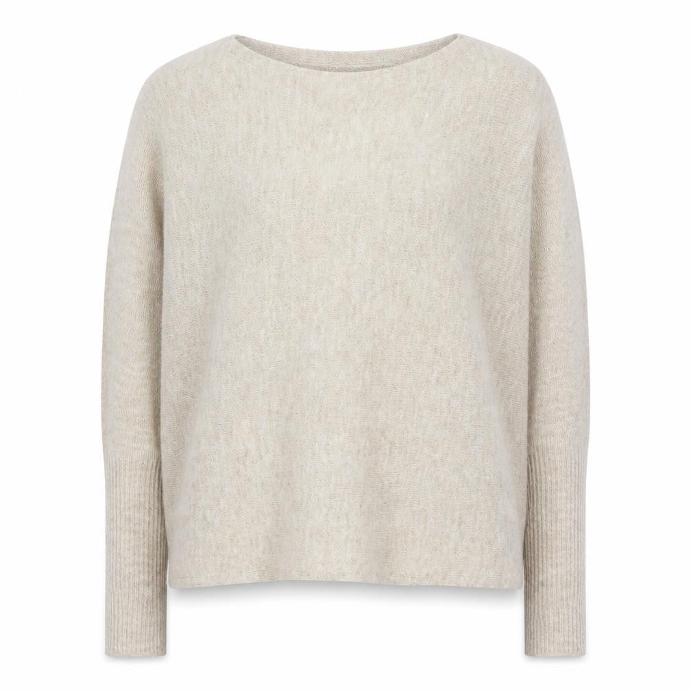 b.young Women Beige Boat Neck Pullover Jumper Size S