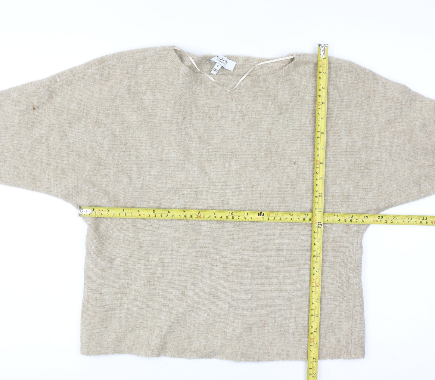 b.young Women Beige Boat Neck Pullover Jumper Size S