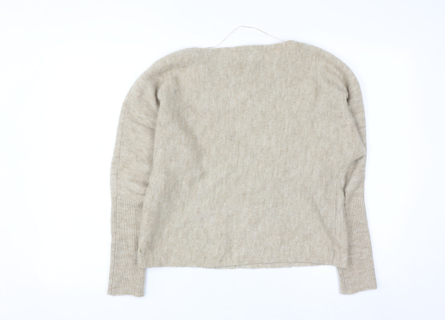 b.young Women Beige Boat Neck Pullover Jumper Size S