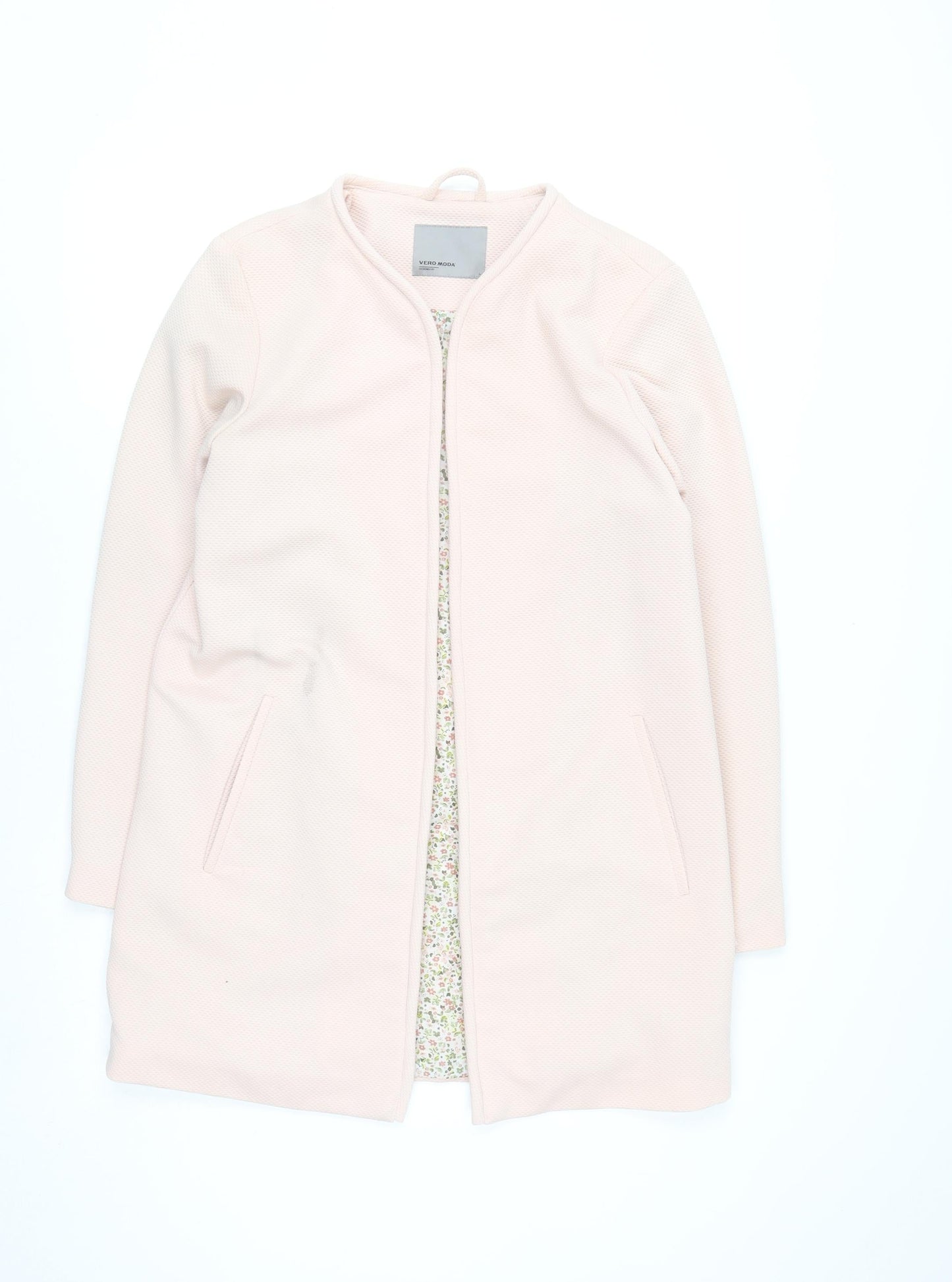Vero Moda Women's Pink Mid-Length Open Knit Coat L
