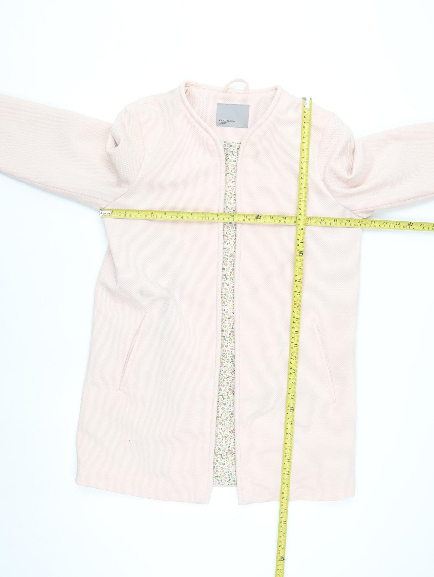 Vero Moda Women's Pink Mid-Length Open Knit Coat L