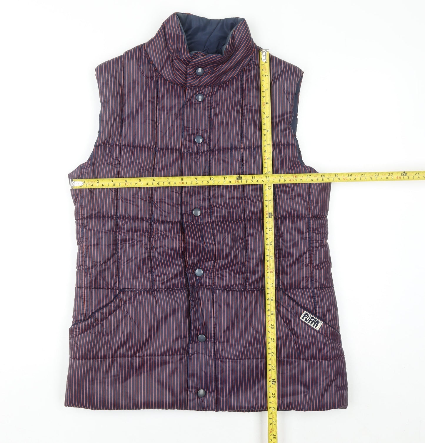 Puffa Women's Purple Striped Puffer Waistcoat Size M
