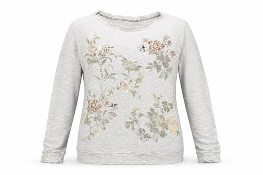 Oasis Girls Grey Floral Pullover Jumper Small Viscose Blend Long Sleeve