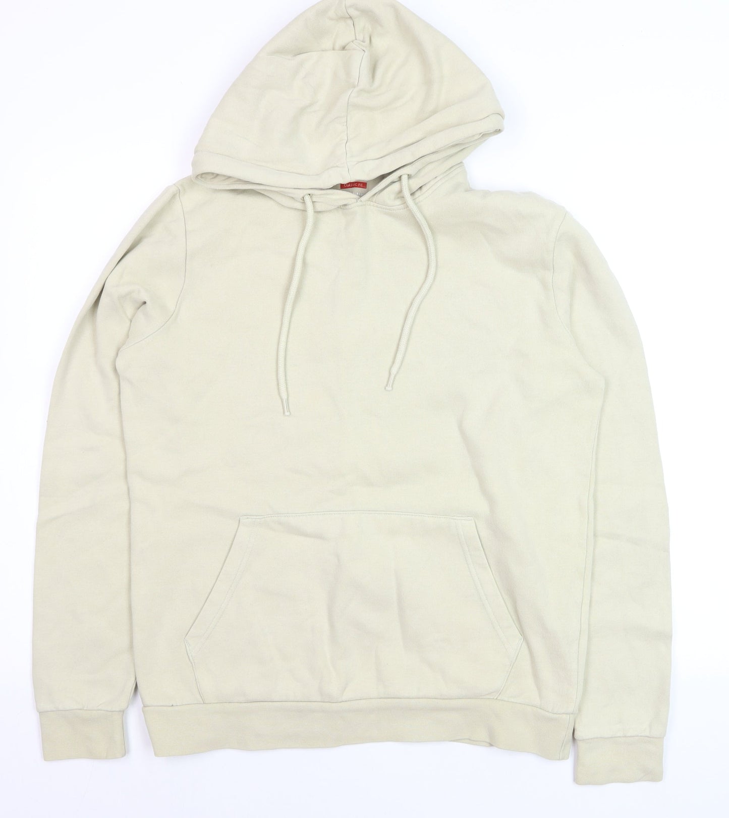 Topman Men’s Beige Pullover Hoodie XS Classic Fit Cotton Blend