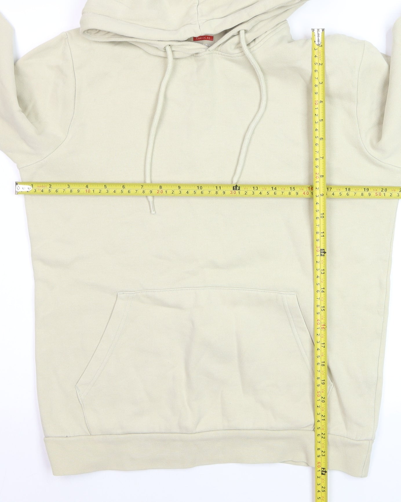 Topman Men’s Beige Pullover Hoodie XS Classic Fit Cotton Blend