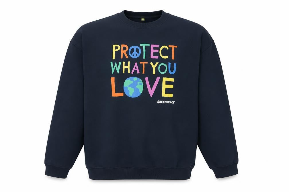Teemill Men’s Blue 2XL Crew Neck Pullover Sweatshirt with Graphic Print