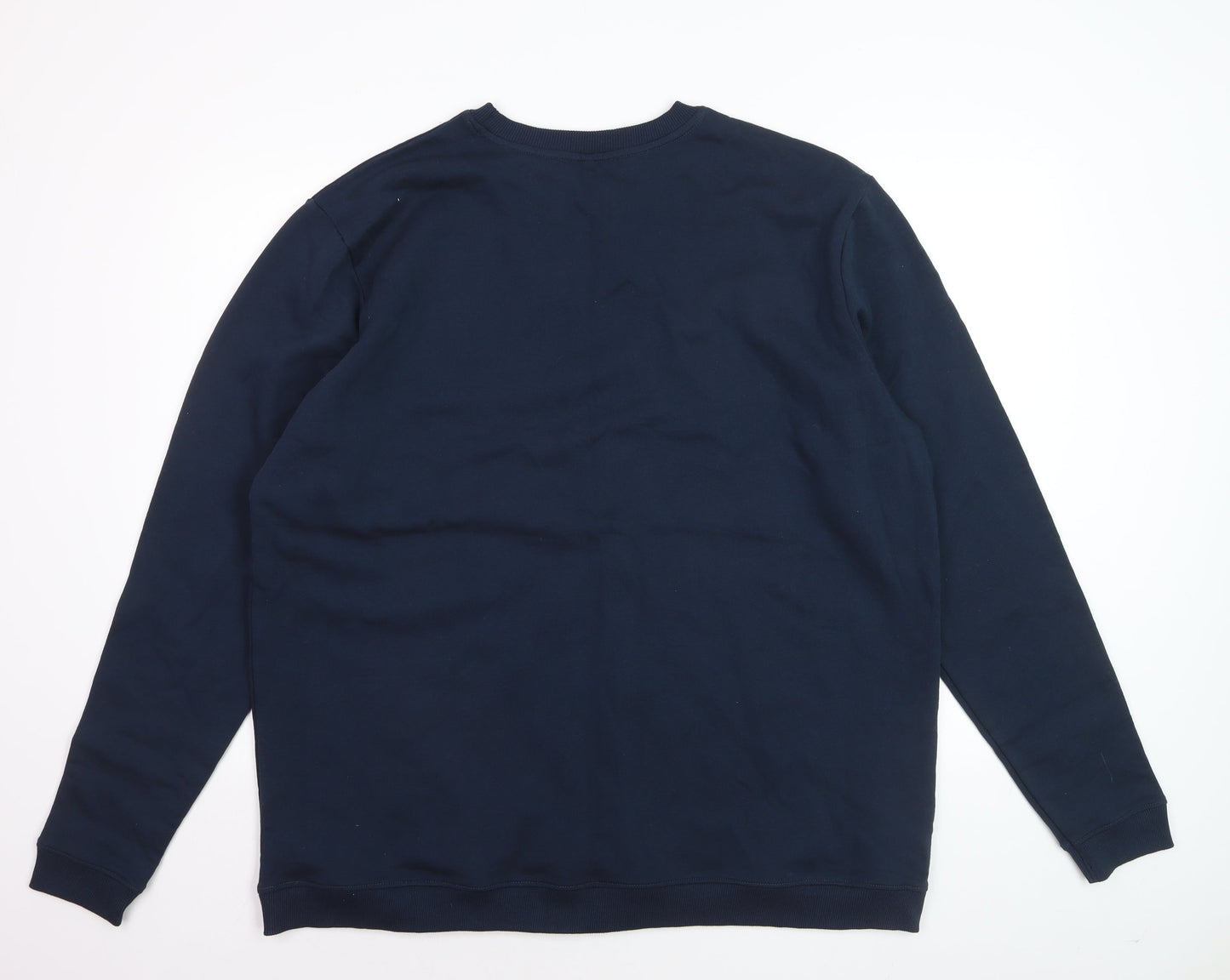 Teemill Men’s Blue 2XL Crew Neck Pullover Sweatshirt with Graphic Print