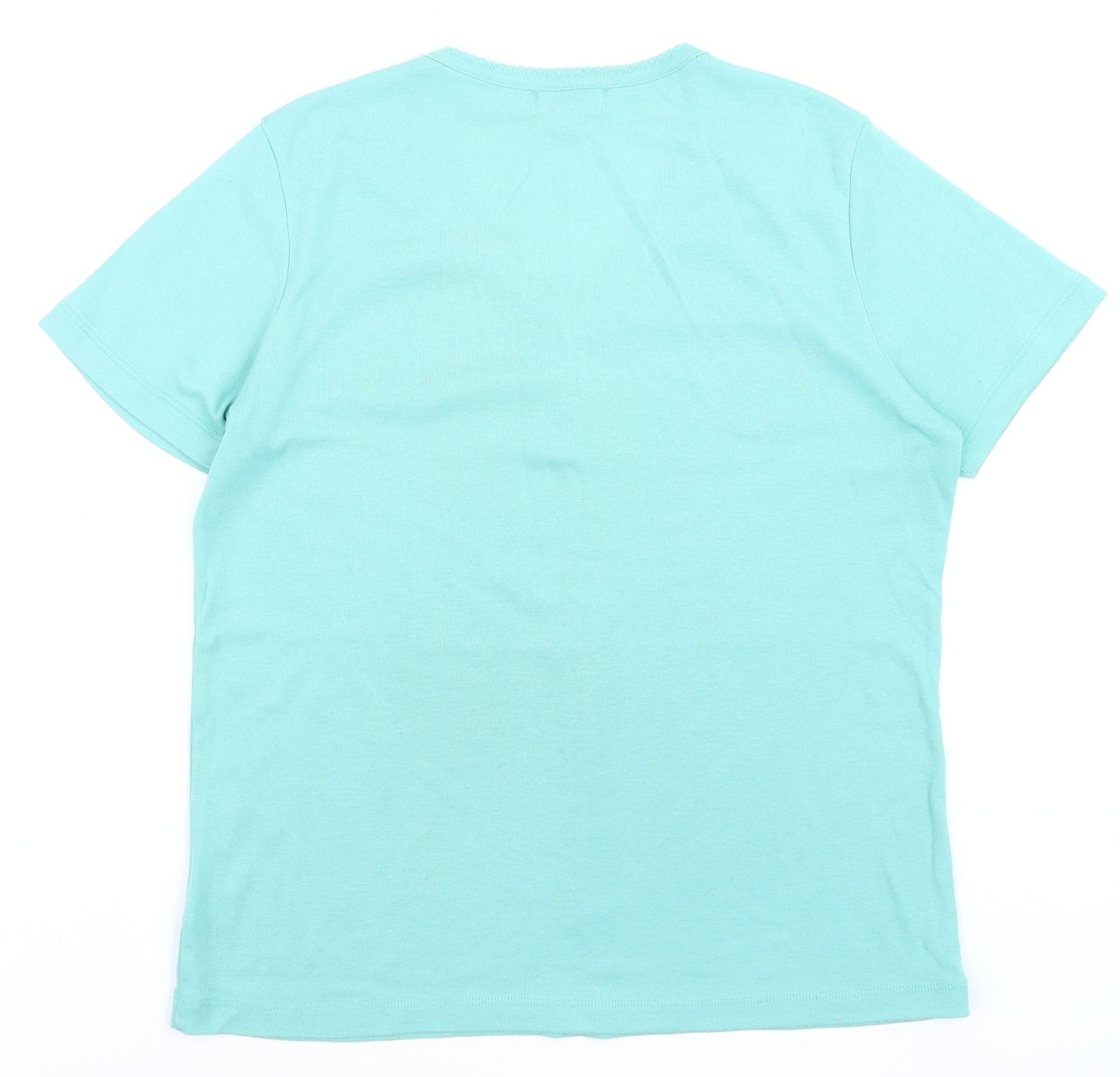 First Avenue Women's Blue V-Neck Button T-Shirt Size L