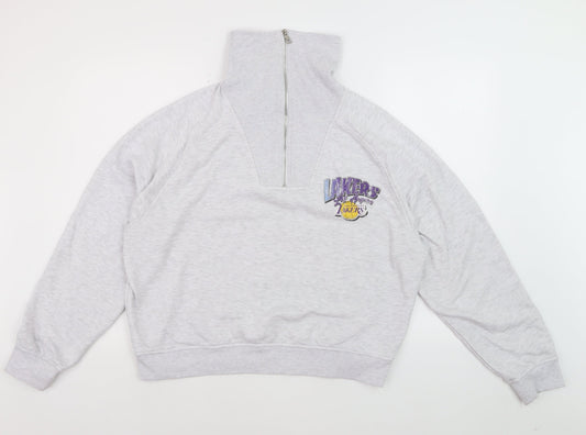 NBA Los Angeles Lakers Grey 1/4 Zip Sweatshirt Women M Regular Fit