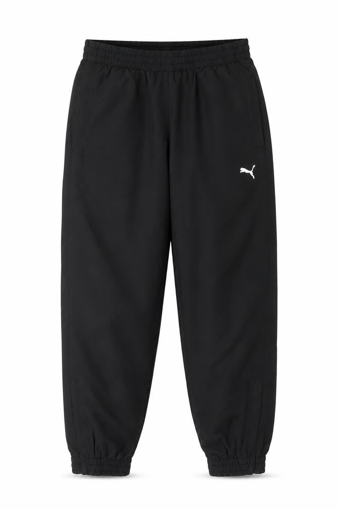 Front view of Puma boys’ black 10 years jogger trousers lightweight elastic waist