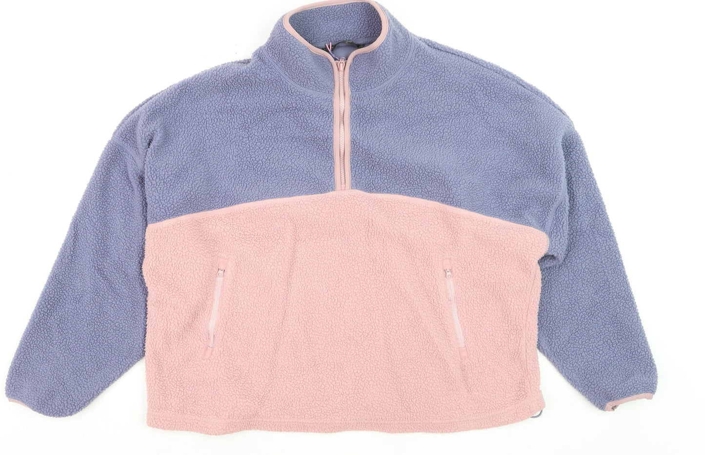 Dunnes Women’s Pink & Purple 1/2 Zip Fleece Sweatshirt Size 14 Lined Pullover