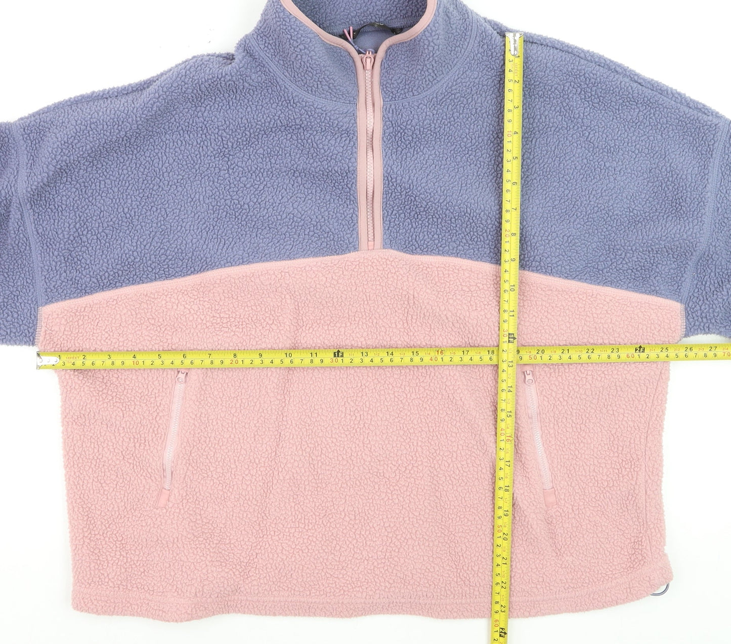 Dunnes Women’s Pink & Purple 1/2 Zip Fleece Sweatshirt Size 14 Lined Pullover