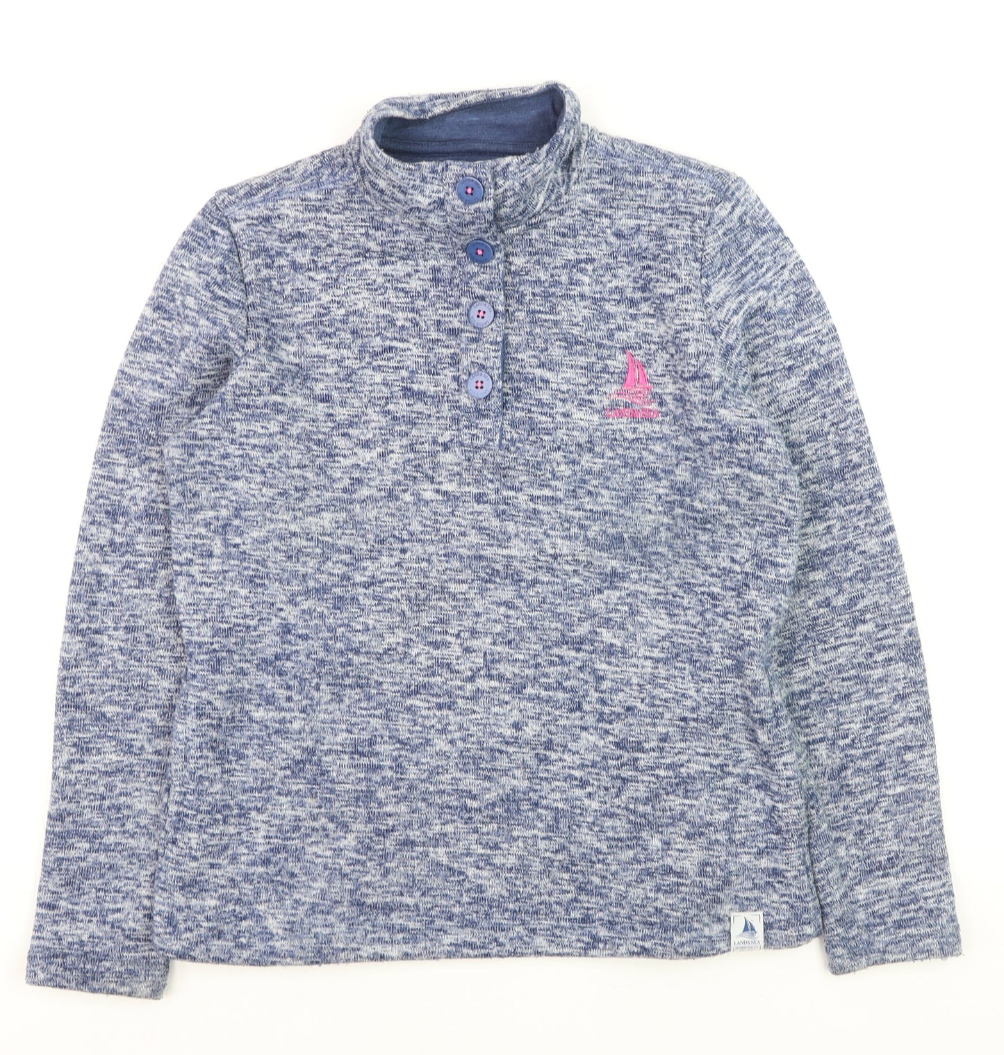 Land & Sea Womens Blue Henley Pullover Sweatshirt Size 12