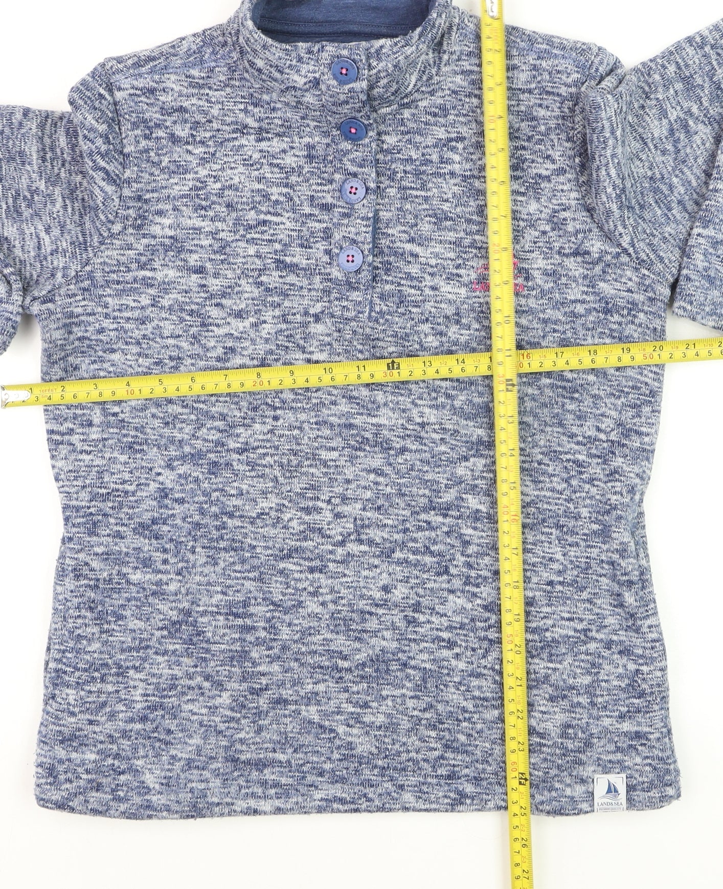 Land & Sea Womens Blue Henley Pullover Sweatshirt Size 12