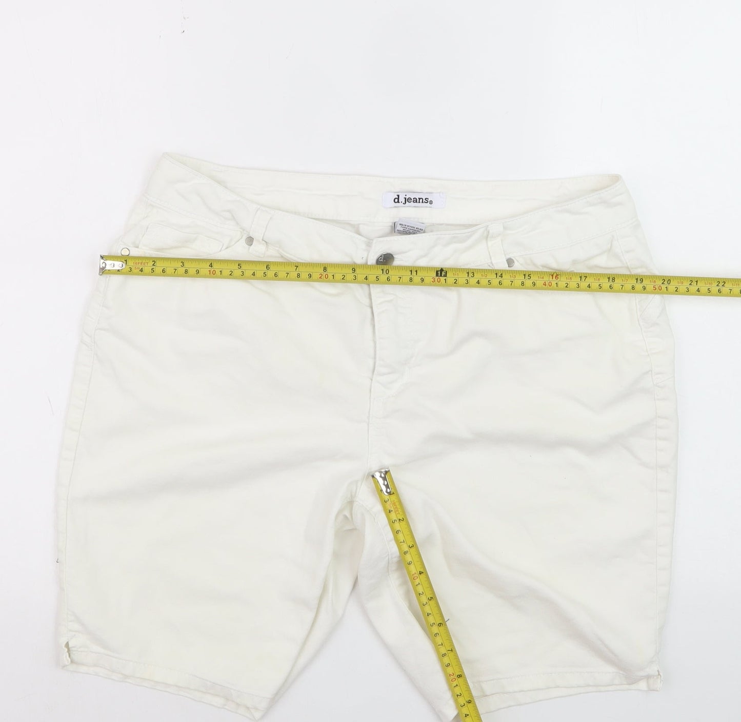 D.Jeans Womens White Chino Shorts Size 12 Petite Cotton Blend