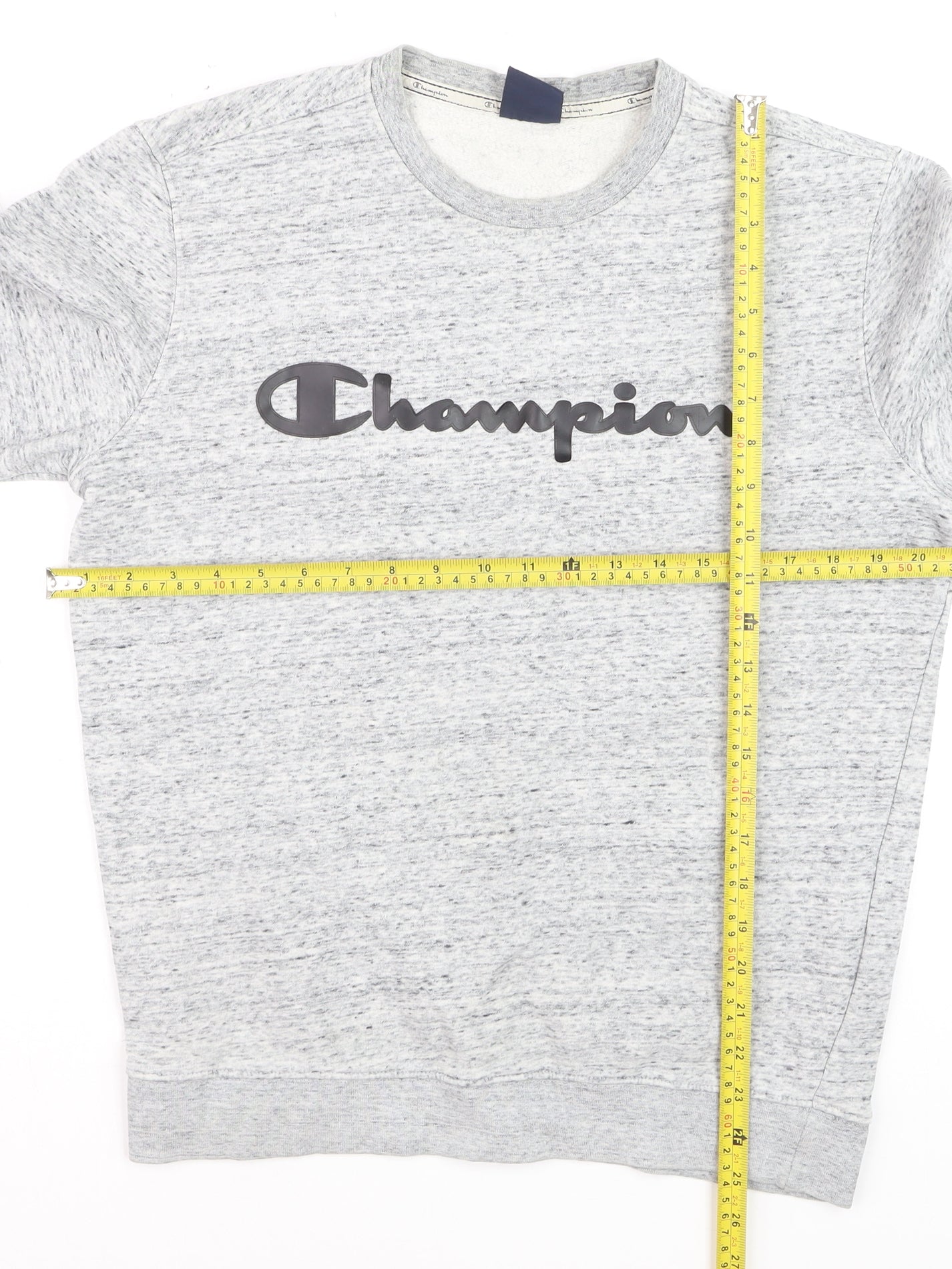 Champion Men's Grey Pullover Sweatshirt Medium Logo Crew Neck